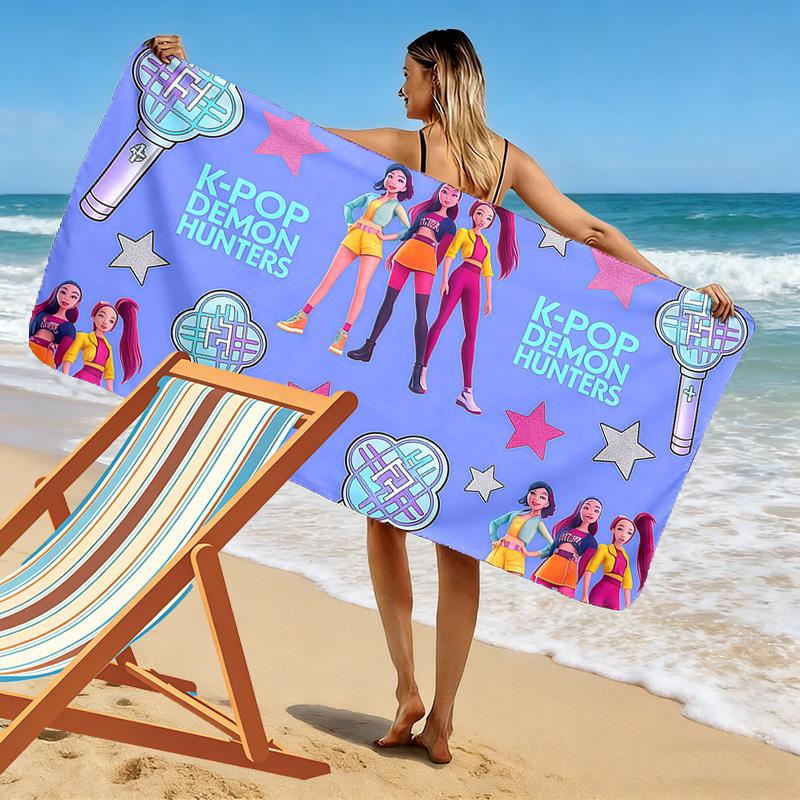 Huntrix Girl Print Beach Towel, Large Soft Quick Dry Towel for Beach Camping Swimming