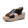 Wedge heel fish mouth shoes high heel women open toe magic tape cross sandals
