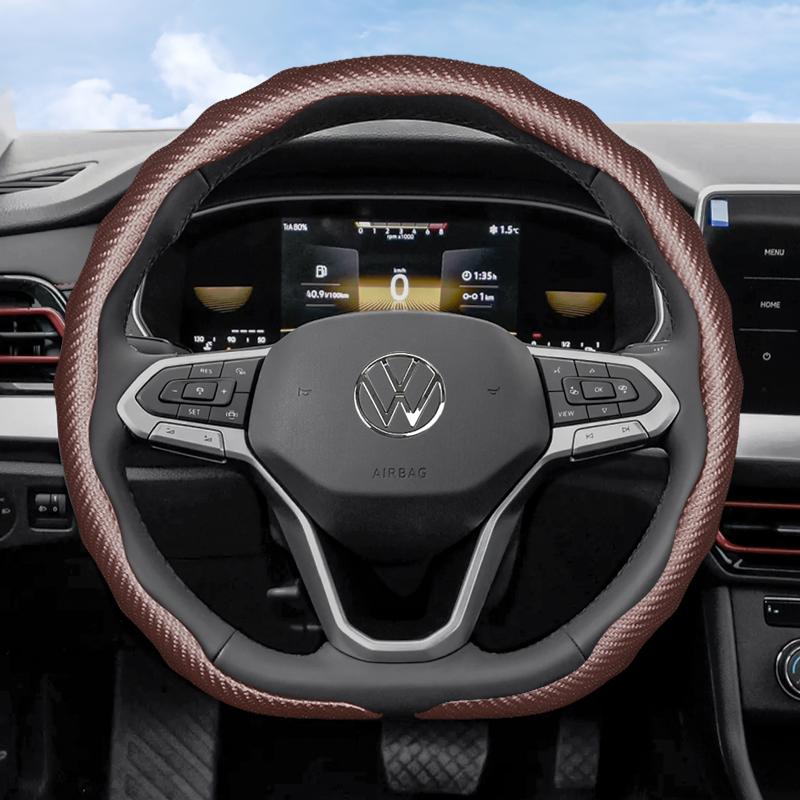 

Suitable for Volkswagen Carbon Fiber Texture Steering Wheel Cover Snap-On Wave-Shaped Protective Shell Golf Passat Polo Jetta Tiguan T-Roc Atla