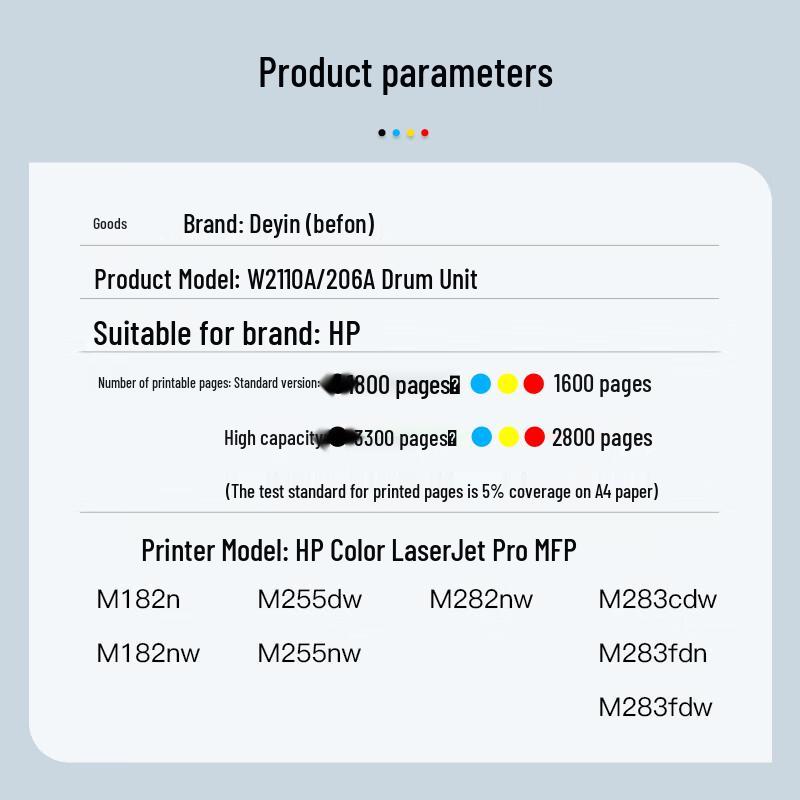 DeYin Universal W2110A 206A Toner Cartridge for HP M255 M283 Series