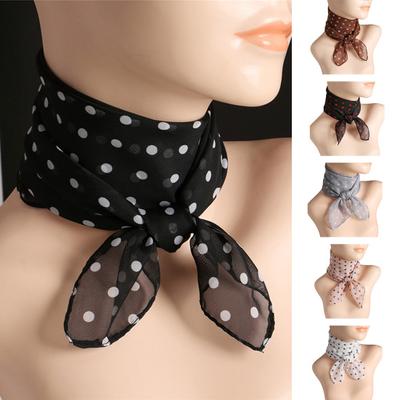 Damen-Schal, gepunkteter Druck, farblich passend, dünn, atmungsaktiv, leicht, Halsdekoration, Chiffon, Damenkopf-Hals, quadratischer Schal, Kleidungszubehör
