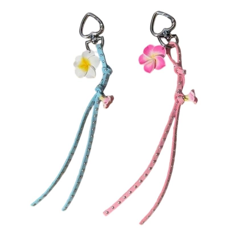Creative Stud Flower Keychain Bag Charm Sturdy Alloy Soft Enamel Jewelry Accessory Gift for Women Men