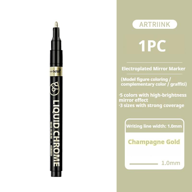 6/1pcs Chrome Pen Marker Reflective Mirror Electroplating Paint Repair Marker For Rock Ceramic Glass 0.8/1/2mm Nib Art Craftwork