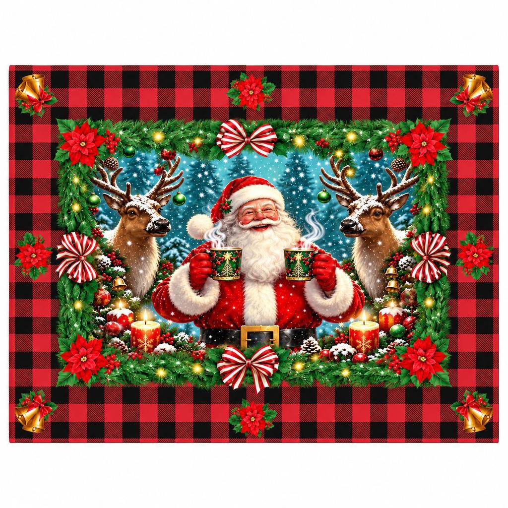 Vintage Christmas Tablecloth Santa Snowman Table Cover Christmas Decorations for Home Xmas Gifts Navidad Noel New Year