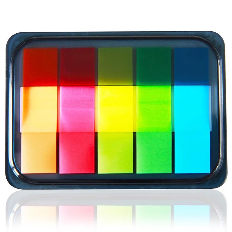 Deli Fluorescent Film Index Tabs, 44x12mm, 5 Colors, 8-Pack
