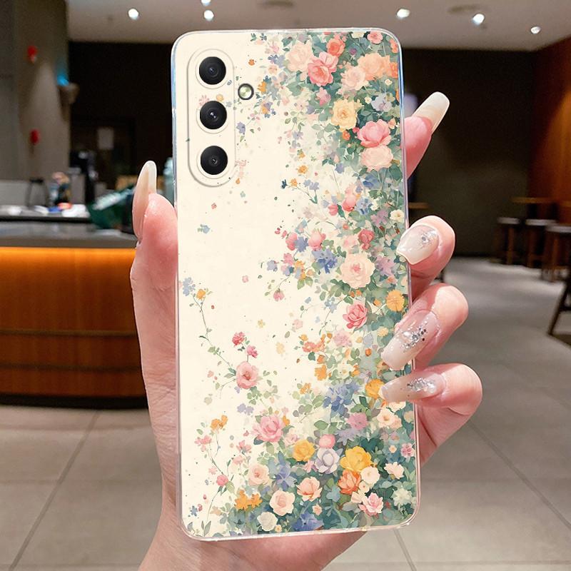 Pro Samsung A35 5G Pouzdro Estetické Květinové Průhledné Měkké Silikonové Zadní Kryt Pro Samsung Galaxy A35 A55 Pouzdro na Telefon SM-A356B SM-A556B