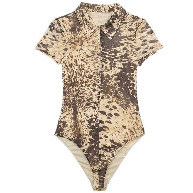 

Модный стиль 2024 Весна Новое поступление Женский винтажный принт леопарда Принт Приталенный Подчеркивающий фигуру Комбинезон 3067010 093