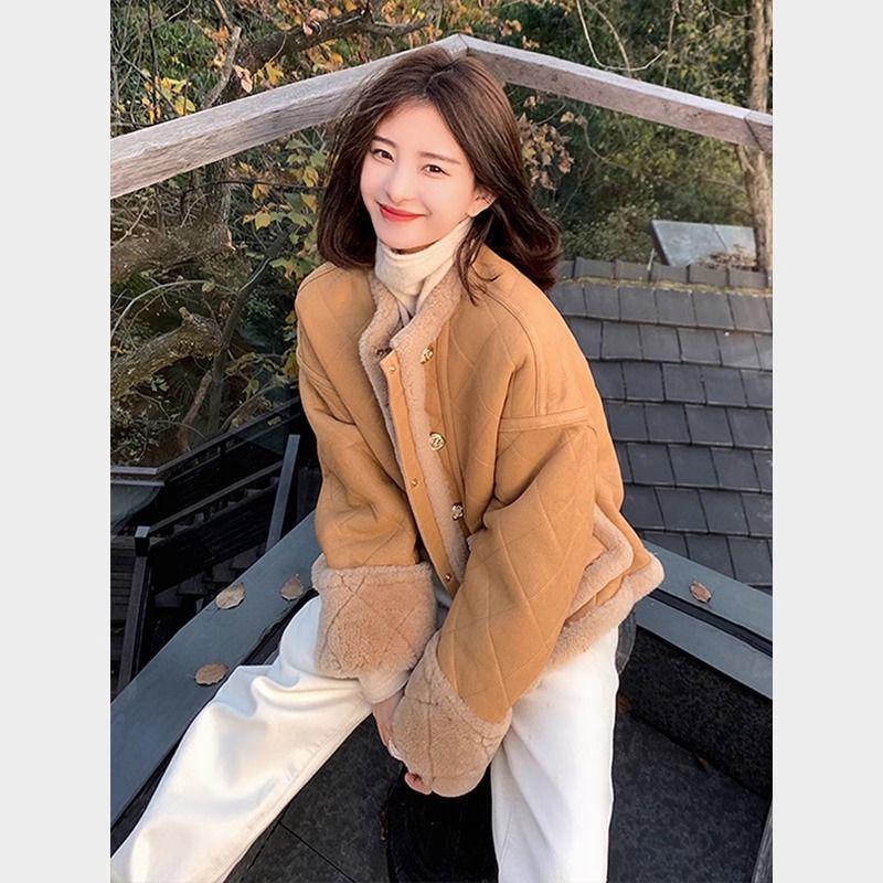 2025 Women's Lambswool Leather-Suede Motorcycle Jacket - Winter Small Fragrance Style