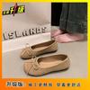 Gentle Ballet Flats Bow Shallow Mouth Single Shoes Spring and Summer New Large Size Soft Sole Beanie Shoes Women