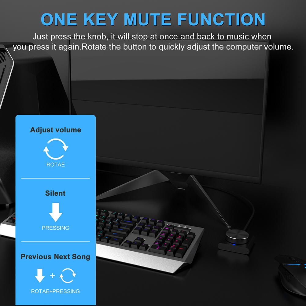 1-5Pcs USB Volume Control Lossless PC Laptop Speaker Volume Controller Knob Adjuster Digital Control With One Key Mute Function