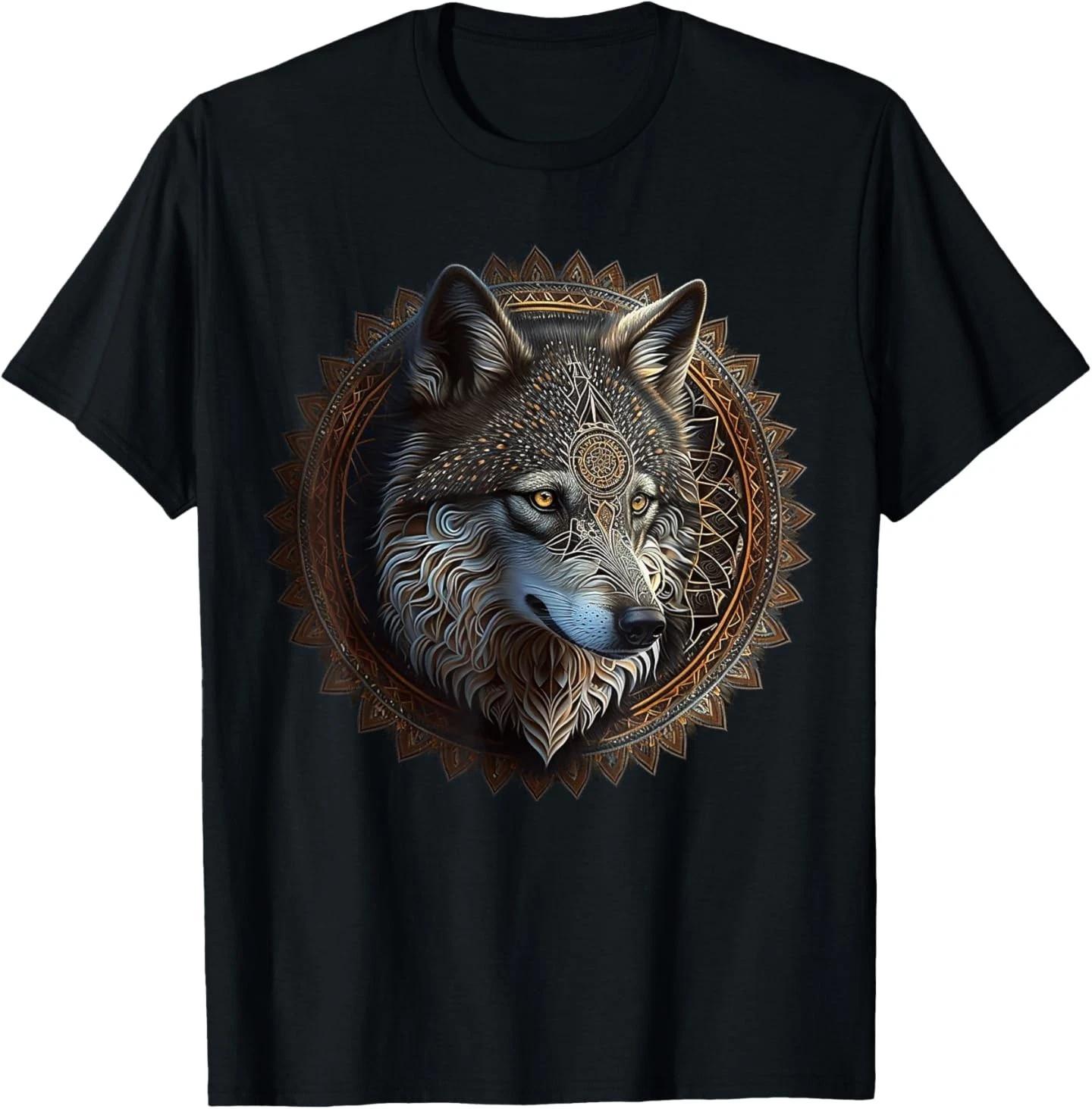 

Wolf Mandala Animal Lovers Art Animal Wolf T-Shirt 4XL