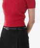 MUSINSA STANDARD WOMAN Women'S Cable Crew Neck Short Sleeve Knit [Red]