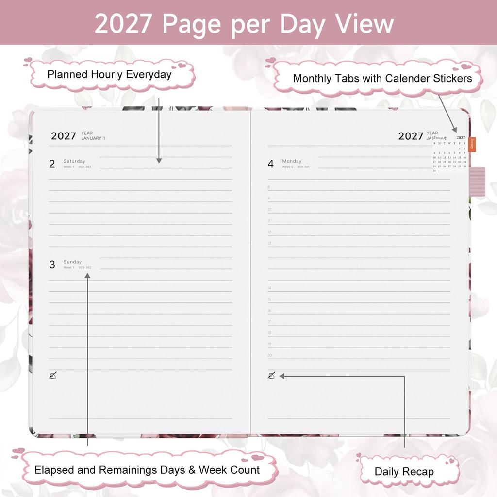 2027 A5 Weekly Planner Notebook with Strap - Customizable High-Value Schedule Book