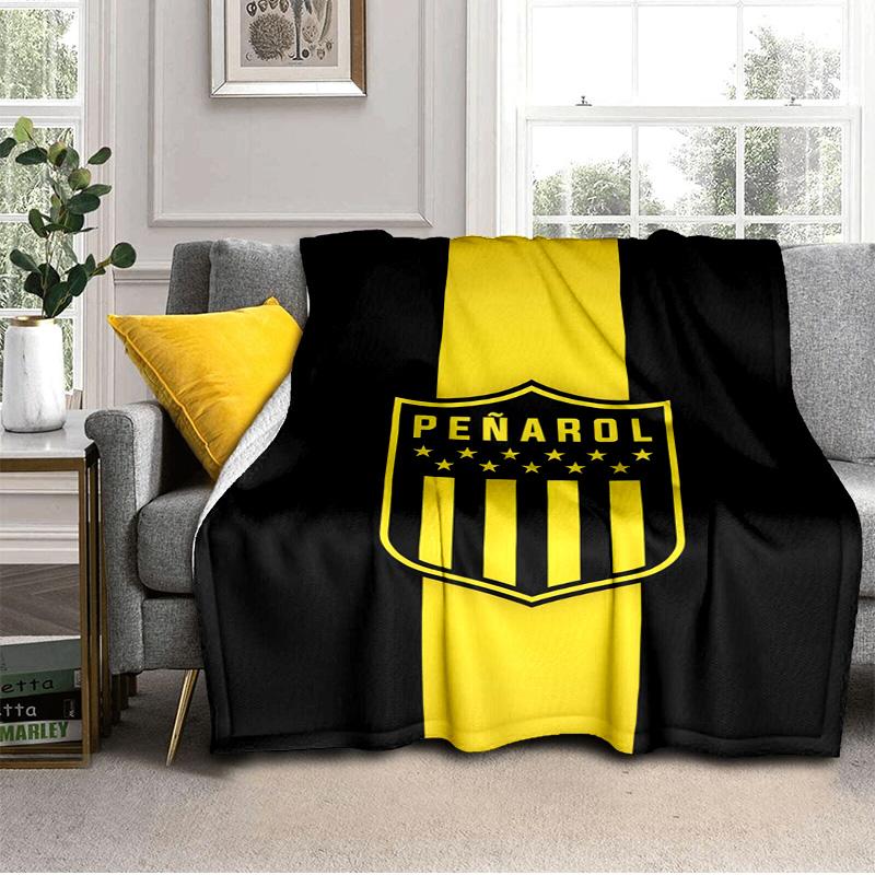 Pe?arol Football Club Emblem Blanket Outdoor Flannel Blanket for Camping, Hiking, Garden Parties, Picnic Essentials,gift for family and friends