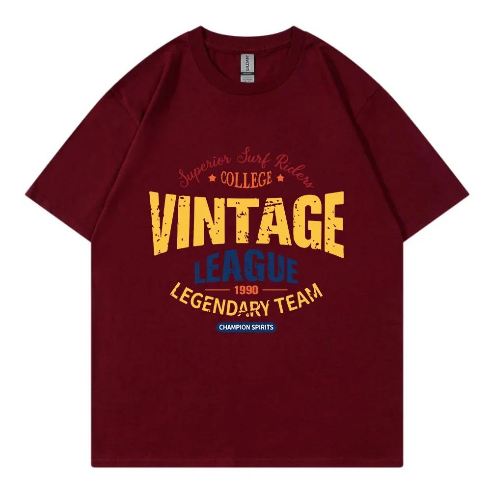 Summer Men's Retro Fashion Letter Print 100% Pure Cotton T-shirt, Loose and Breathable, Street Round-neck Short-sleeved Top