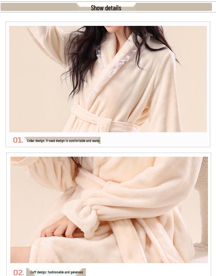 Damen Flanell Bademantel in Übergröße - Warm, Sexy, Mittellang, Homewear für Herbst & Winter