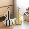 Hand-drawn Stripes Ceramic Oil Bottle Leak-Proof Olive Oil Dispenser Bottle Cooking Equipment