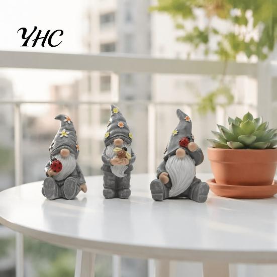 Pastorala Blomster Svamp Figurer Halloween Trädgårdstomte Figur, Vintage Alv Dvärg Staty Inomhus Balkong Dekorationer för Uteplats Gård, Vattentät