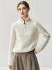 Women's High Neck Cashmere Cable Knit Sweater with Half Zip