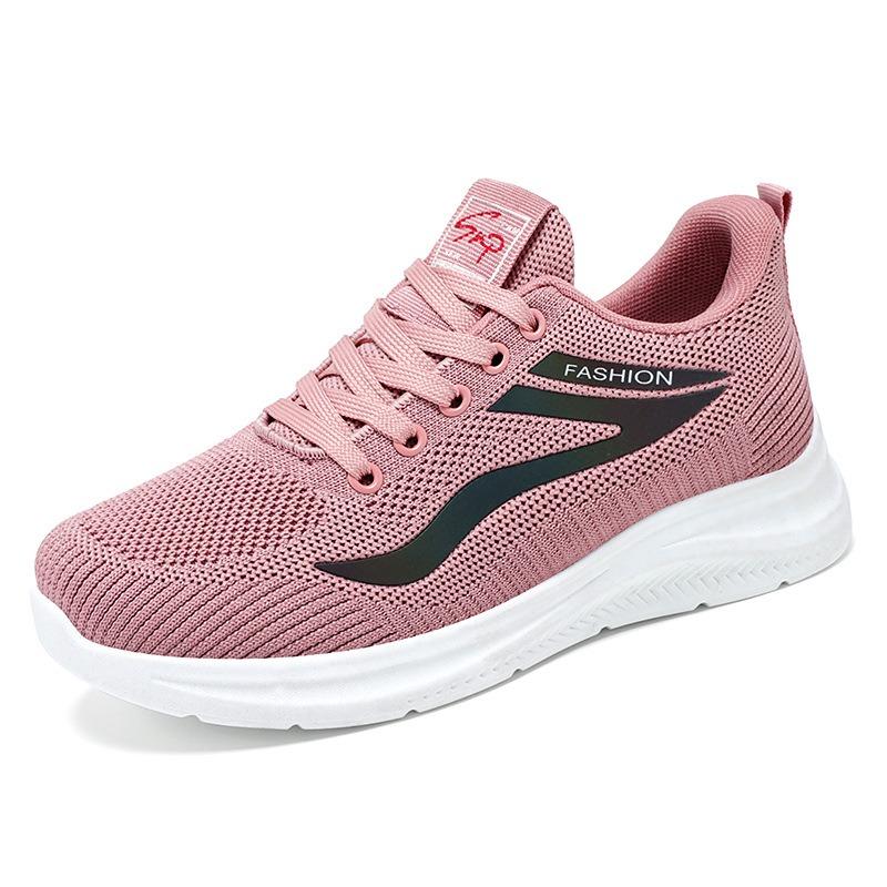 Shoes female couple flying woven sports shoes mesh breathable women's shoes soft sole comfortable casual shoes light mouth versatile single shoes