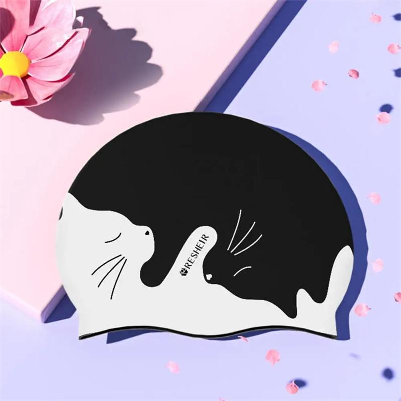 Swimming Caps Waterproof Silicone Swimming Hat Cartoon Pattern Dry Hair Swim Caps Unisex Ear Protection Diving Hat For Men/Women