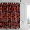 Abstract Symmetrical Shower Curtain-bright Red with Multi-color Geometric Pattern, Modern Bathroom Decoration