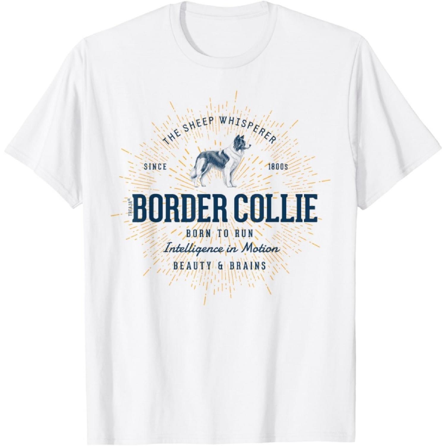 Retro Border Collie Vintage T-Shirt XXXXXL белый