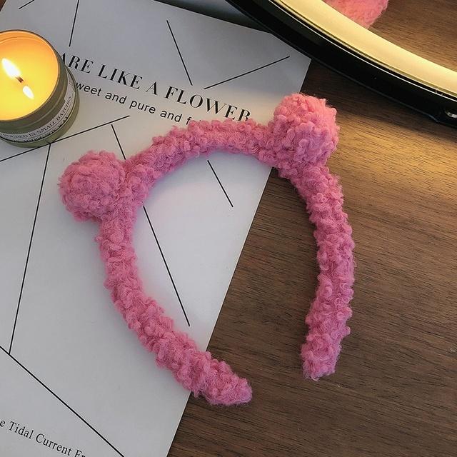 Wool Lamb Hair Band for Women Bear Ears Headband Korean Cute Ins Wide-Brim Candy-Colored Headband Female Hair Accessories