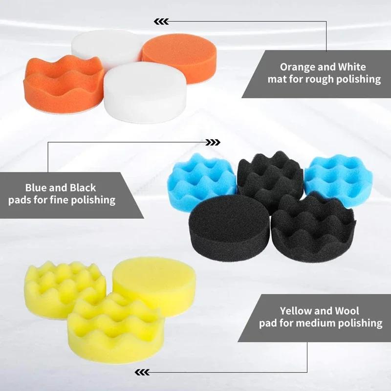 Auto Car Polishing Sponge Pads Kit Foam Pad Buffer for Polishing Machine Motorcycle Scratch Removal Wax Pads for Motor Vehicle