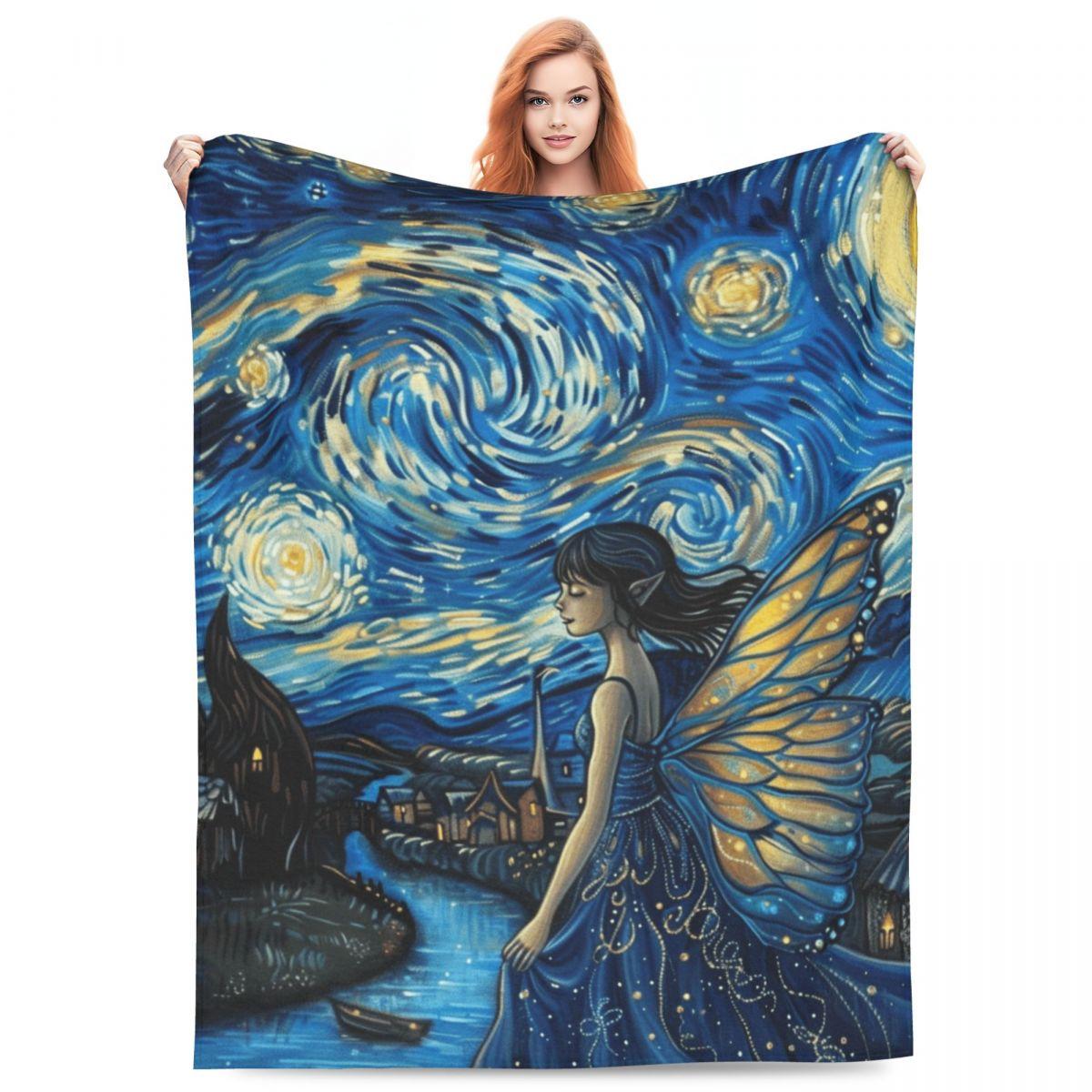 Butterfly Fairy Blanket Printed Throw Blanket Plush Fluffy Flannel Fleece Blanket Soft Throws for Sofa Couch and Bed 75X95CM