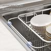 1 Adjustable Stainless Steel Sink Organizer with Anti Slip Drain Basket Space Saving for Kitchen Countertop Storage