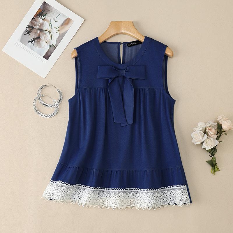 

ZANZEA Women Summer Casual Round Neck Sleeveless Tank Tops 5XL тёмно-синий