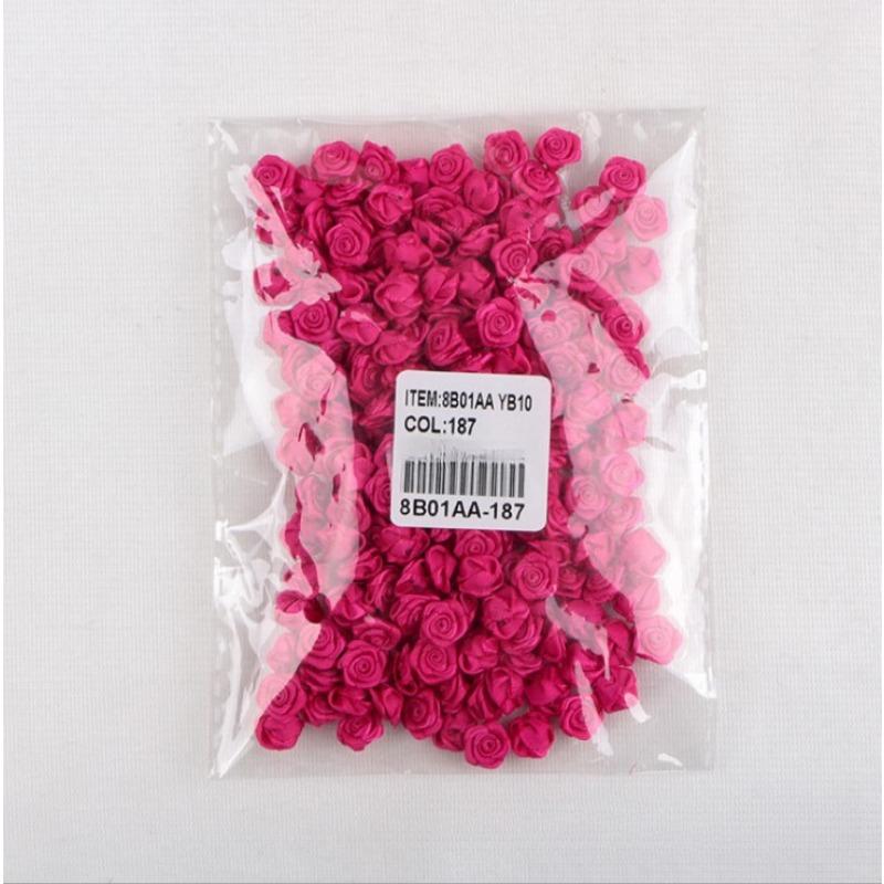 

50 шт. 1 см 1,5 см Мини Ручная работа Лента Роза Сделай сам Аксессуары для волос, Аксессуары, Декоративные цветы из ленты Rose red * 1.5