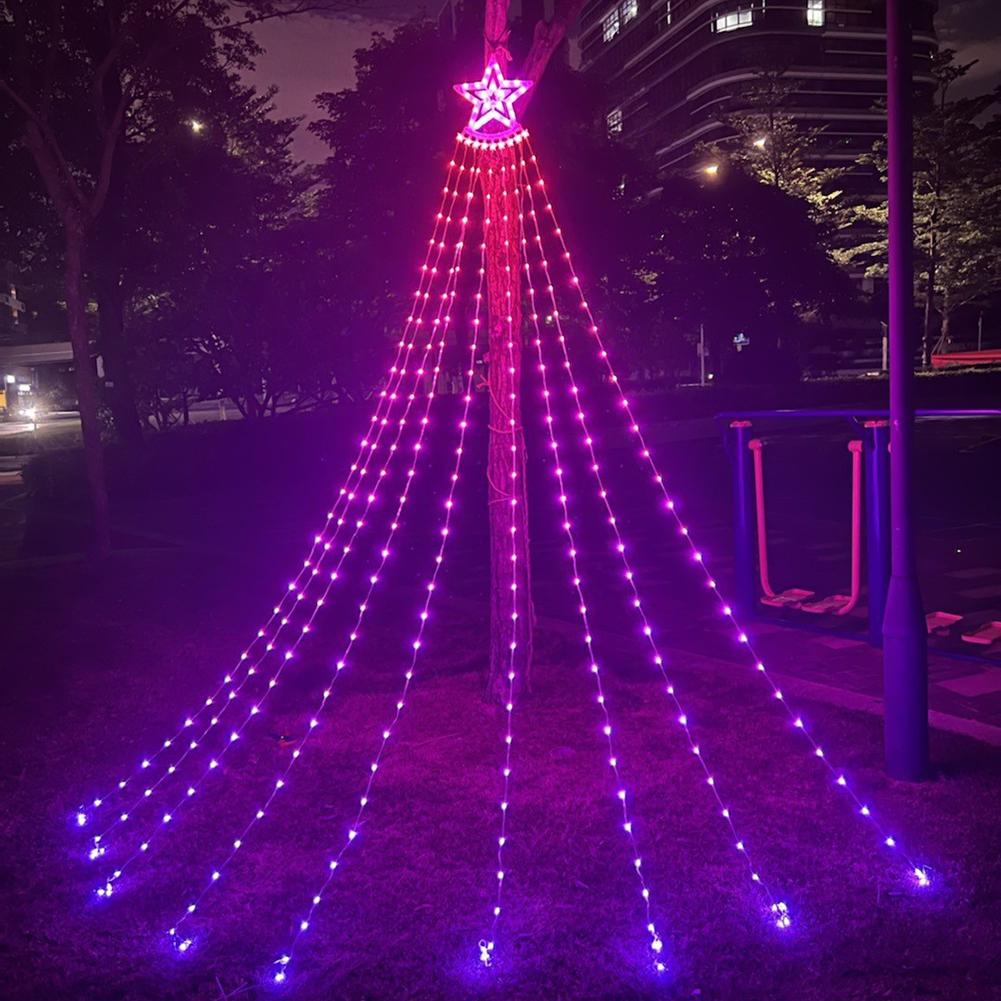 Christmas Decorations Star String Light With Remote APP Control 11FT 305LED RGB Christmas Tree Waterfall Light Timer Music Sync