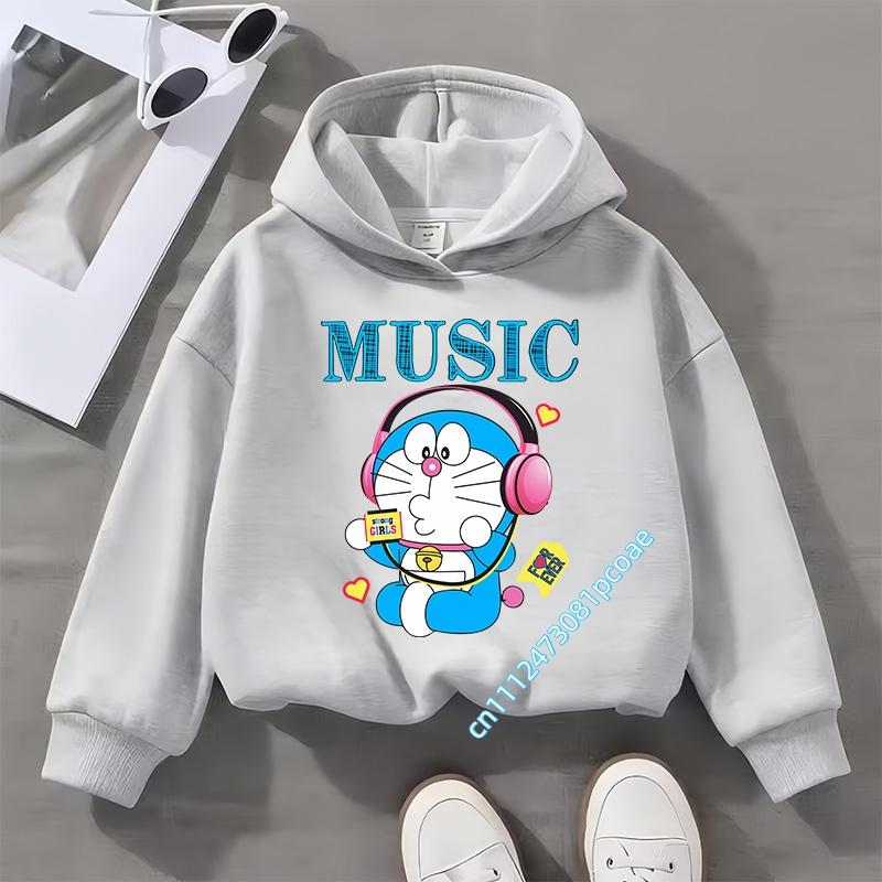 Doraemon children's hooded sweatshirt for boys, girls' casual top with cartoon print,long-sleeved,suitable for autumn and winter