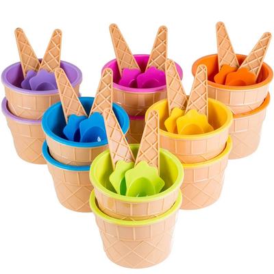 1/4Pcs Vibrant Colors Ice Cream Bowls and Spoons Set Includes Sundae Kit for Summer Holiday Parties Ice Cream Bowl Gift Decor
