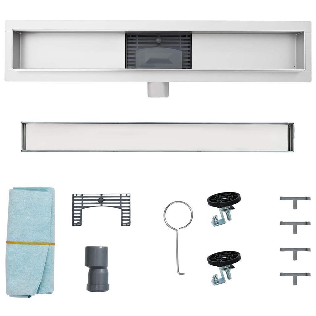 Shower Drain with Glass Cover Black 70 cm Stainless Steel 304