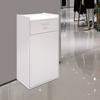 Modern White Wooden Trash Cabinet, Rectangular Freestanding Commercial Garbage Bin W/ 30L Capacity, Garbage Storage Container
