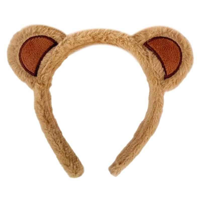 Soft Plush Bear Ear Headband Hair Band for Cosplay Costume Parties, Photo Booth Styling and Cute Stage Looks Daily