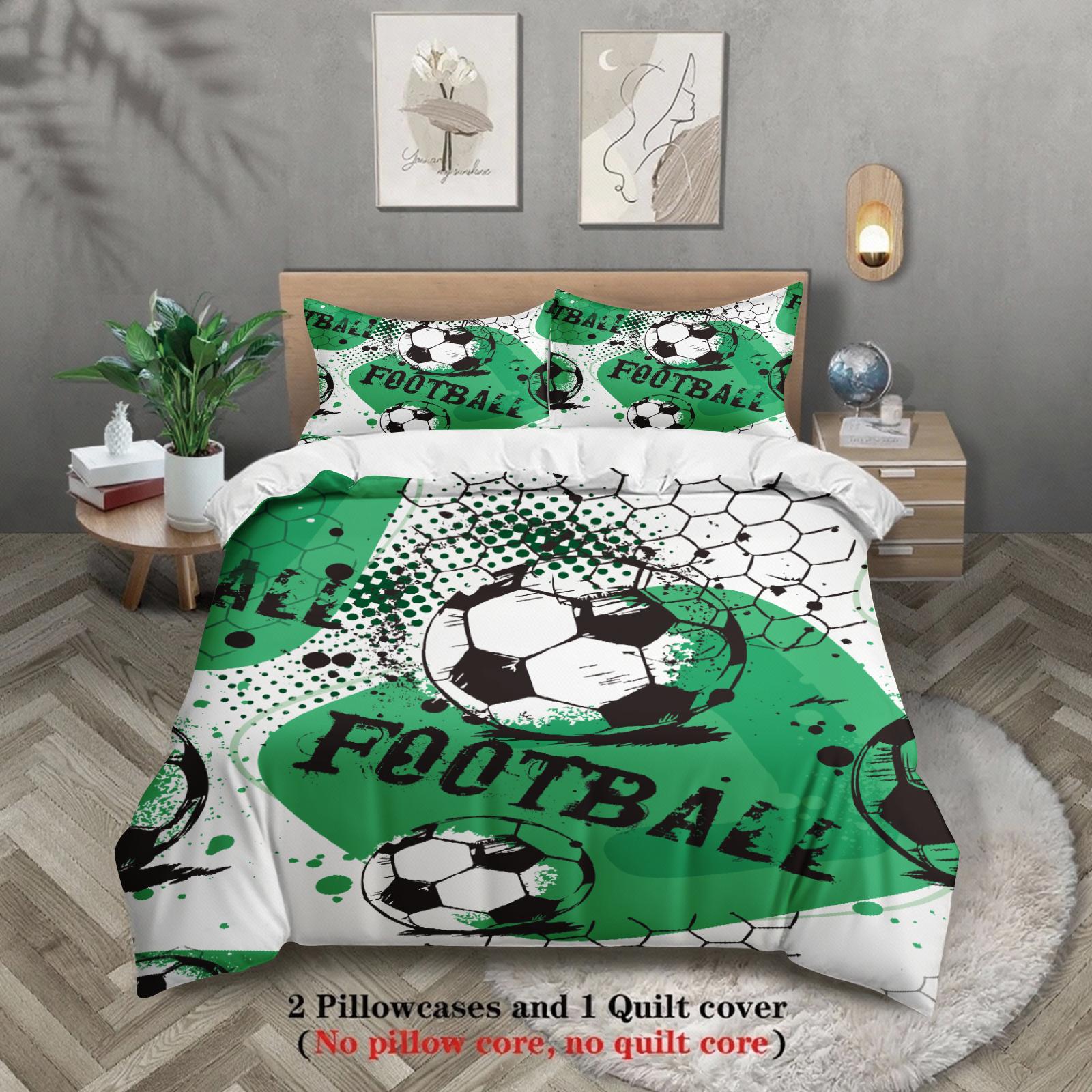 

3 шт. Комплект постельного белья Мультяшный Футбол 3D Принт Матовый Удобный Пододеяльник Королевский Размер Квин Полуторный Односпальный Размер Подарок на День Рождения Декор Комнаты EU Single 135x200cm