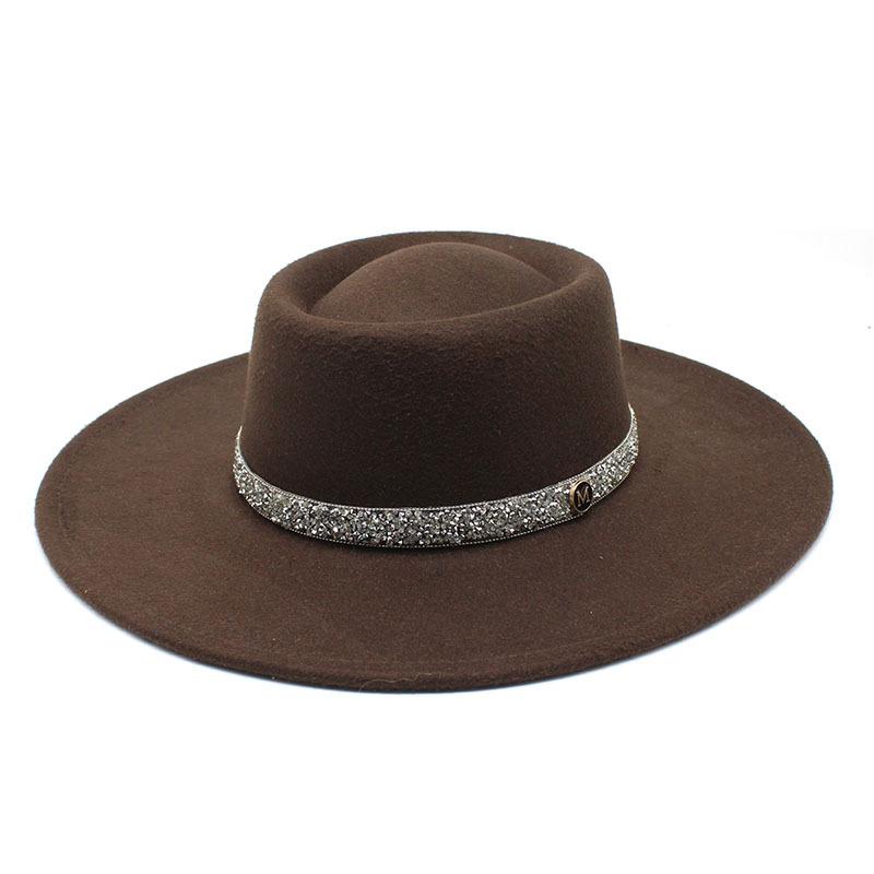 9.5Cm Brim Wool M Standard Diamond Felt Hat Concave And Convex Top Men'S And Women'S Top Hats Wide Brim Felt Hat