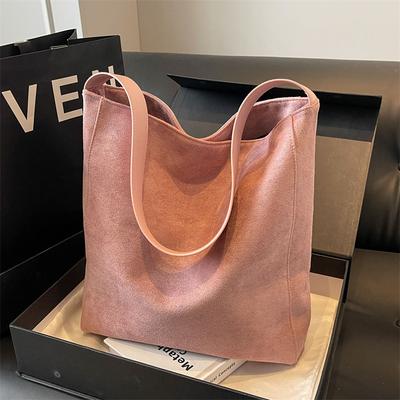 2025 New Korean Suede Underarm Retro Wide Shoulder Strap Lazy Wind Large Capacity Tote Bag Soft Leather Shoulder Bag
