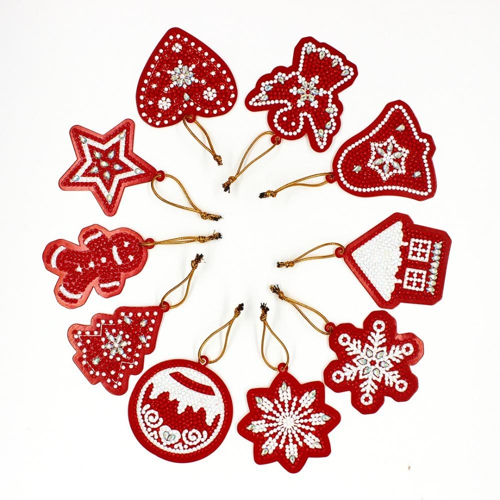 10 PCS Snowman Diamond Painting Pendant DIY Craft Bag Charm Creative Hanging Ornament Xmas Gift