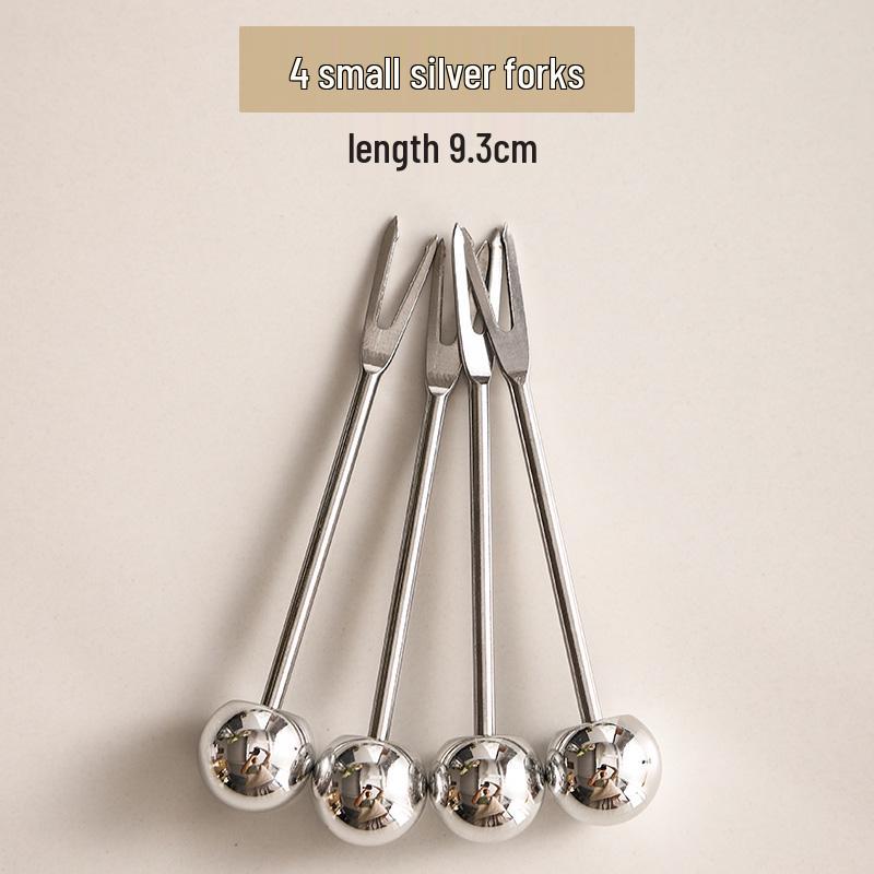 Zestaw widelczyków do owoców ze stali nierdzewnej dla dzieci - Wykałaczki deserowe ze słoiczkiem do przechowywania