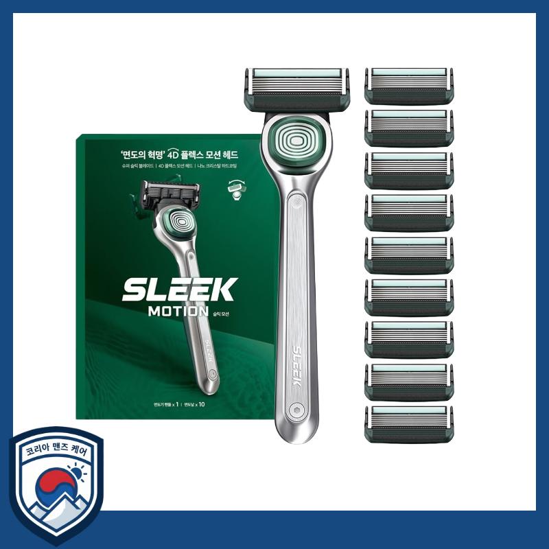 [DORCO] Sleek Motion Razor System Set (1 Handle + 10 Blades Bundle) - Advanced Facial Contour Alignment & Smooth Precision Grooming