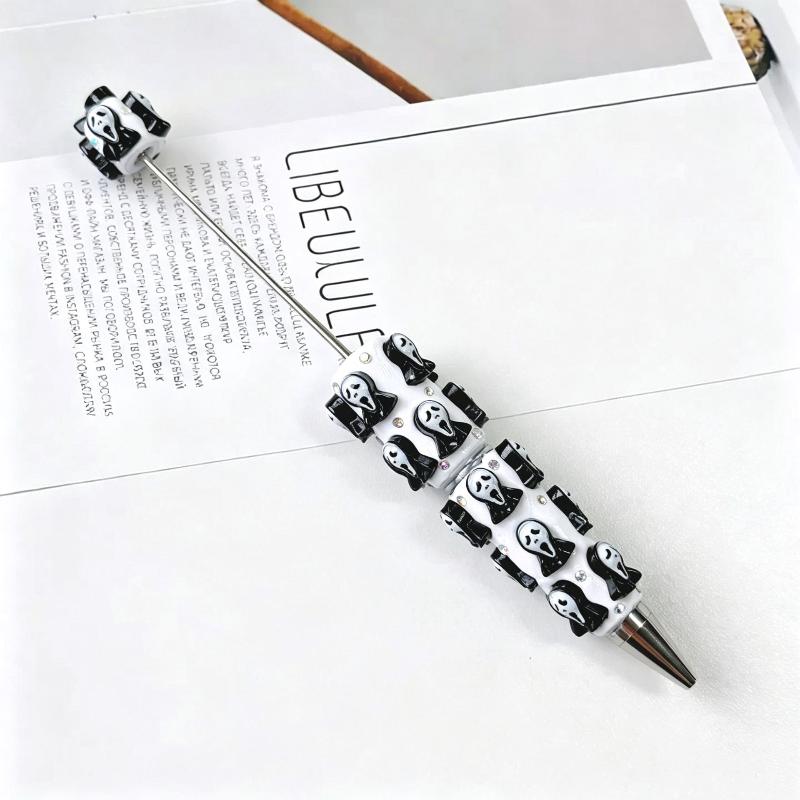 Halloween Pumpkin Bead Diy Crafting Pens Making Kit Ballpoint Pen Beaded Rhinestone Pen For Students School Office
