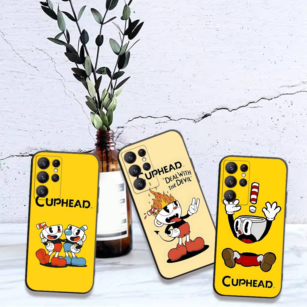 Comedy Animation C-Cuphead Cartoon Phone Case For Samsung S 24 Fe 25 Ultra Plus 20 Lite 21 30 22 23 24 22 Ultra 5G Fundas