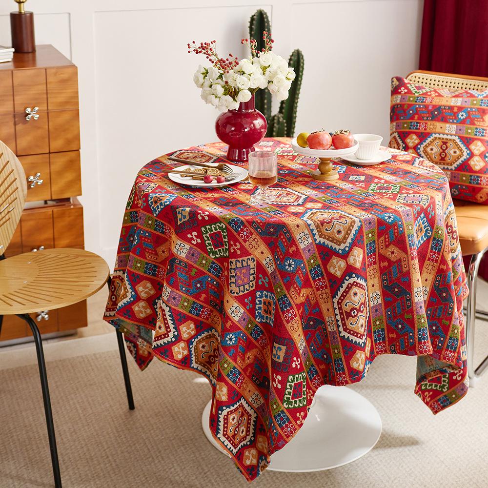 

Bohemian jacquard round table cloth red new year festival festive atmosphere decorative table fabric coffee table tablecloth 40x60