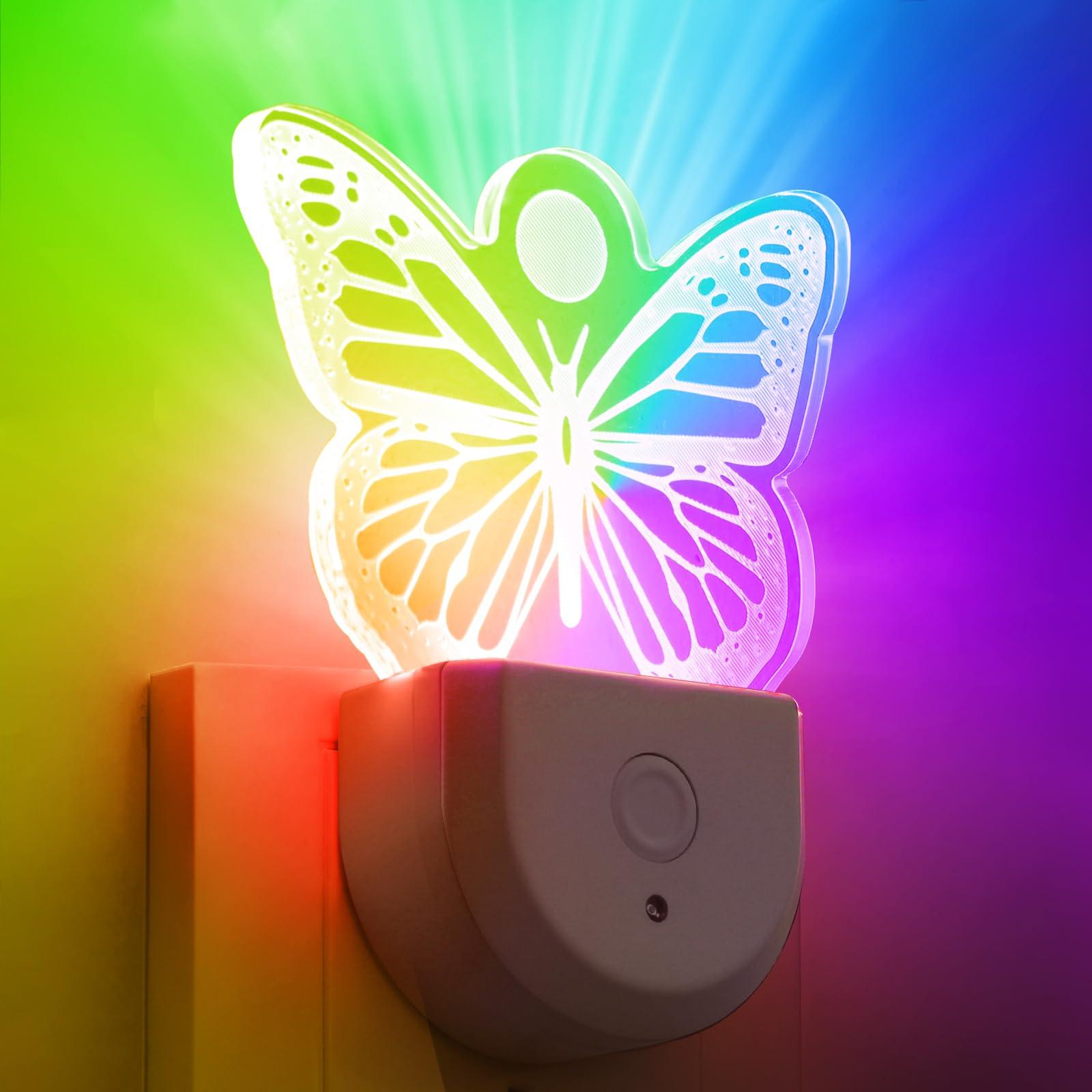 

Night Light Butterfly Night Light Plug into Wall LED Wall Lamp Colors Change RGB LED Nightlight for Children Kids Bedroom US Plug