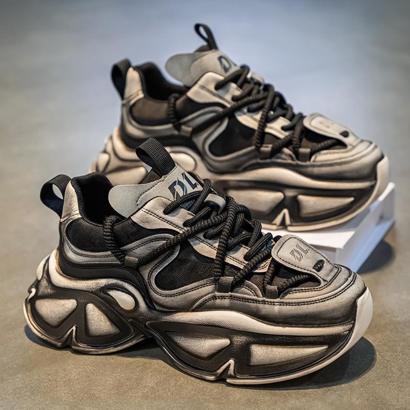 Men's Shoes 2024 Autumn New Thick-soled Wear-resistant Sports and Leisure Shoes, Youth Trend Increases, Old Dad Trendy Shoes